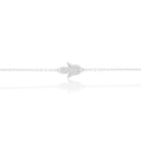 Sterling Silver Cubic Zirconia Hamsa 16+3cm Bracelet
