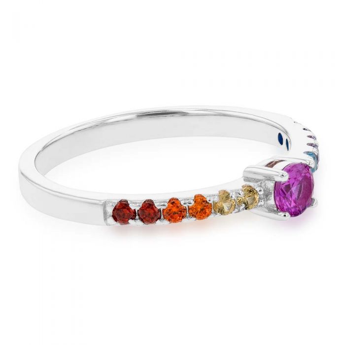 Sterling Silver Multicolour Cubic Zirconia Ring