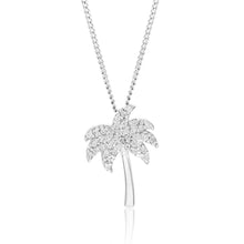 Load image into Gallery viewer, Sterling Silver Rhodium Plated White Cubic Zirconia Palm Tree Pendant