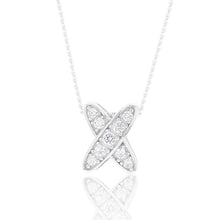 Load image into Gallery viewer, Rhodium Plated Sterling Silver Cubic Zirconia 9mm Cross Pendant