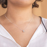 Rhodium Plated Sterling Silver Cubic Zirconia 9mm Cross Pendant