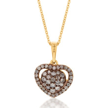 Load image into Gallery viewer, Yellow Gold Plated Silver 1/2 Carat Champagne Diamond Heart Pendant