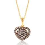 Yellow Gold Plated Silver 1/2 Carat Champagne Diamond Heart Pendant