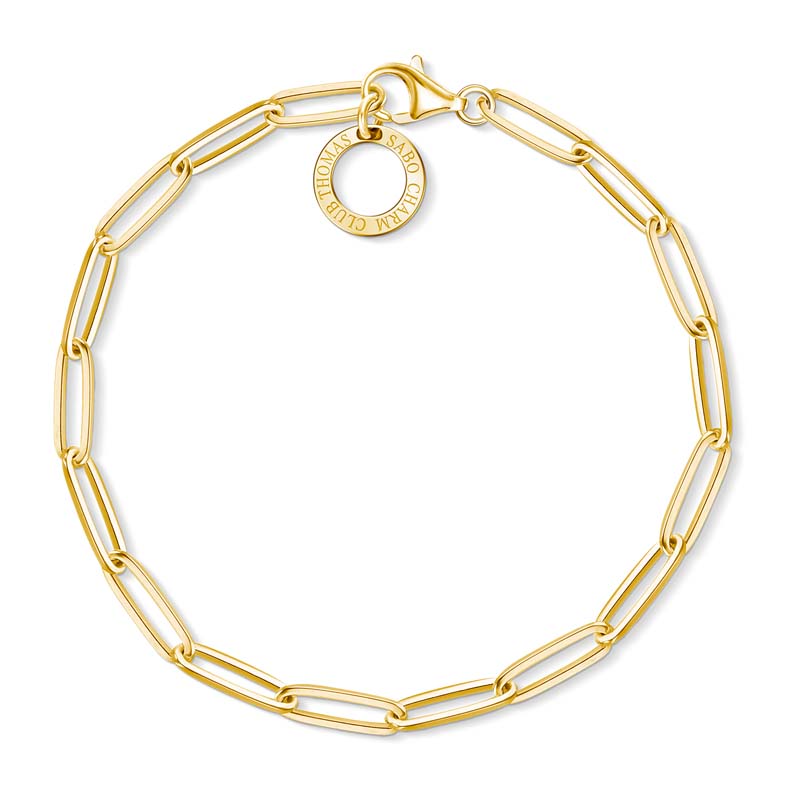 Thomas Sabo Charm Club Yellow Gold Plated Sterling Silver Long Link 18.5cm Bracelet