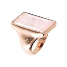 Load image into Gallery viewer, Bronzallure Alba Rose Gold Plated Sterling Silver Rectangular Rose Quartz Ring