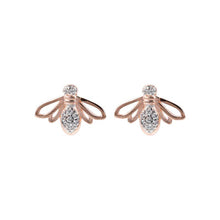 Load image into Gallery viewer, Bronzallure Rose Gold Plated Sterling Silver White CZ Bee Stud Earrings