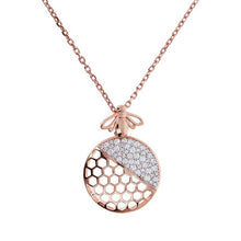 Load image into Gallery viewer, Bronzallure Rose Gold Plated Sterling Silver White CZ Bee Pendant on 55.9cm Chain