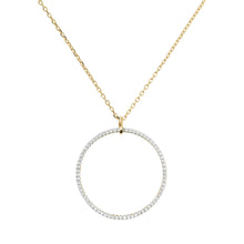 Load image into Gallery viewer, Bronzallure Gold Plated Sterling Silver CZ Large Circular Pendant On 91cm Chain