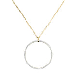 Bronzallure Gold Plated Sterling Silver CZ Large Circular Pendant On 91cm Chain