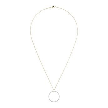 Bronzallure Gold Plated Sterling Silver CZ Large Circular Pendant On 91cm Chain