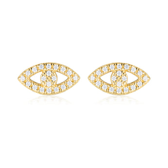 Georgini Rock Star Gold Plated Sterling Silver Evil Eye Stud Earrings