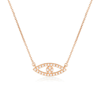 Georgini Rock Star Sterling Silver Rose Gold Plated Evil Eye Pendant On Chain