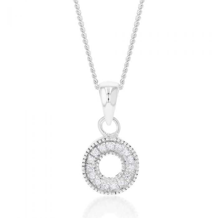 Sterling Silver Cubic Zirconia On Circle Pendant