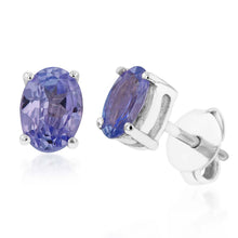 Load image into Gallery viewer, Sterling Silver 0.65ct Tanzanite 5x4mm Oval Studs