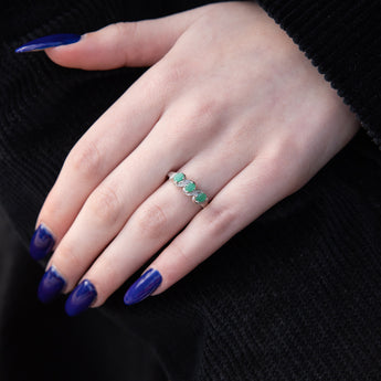 Sterling Silver 0.60ct Natural Emerald Trilogy Ring