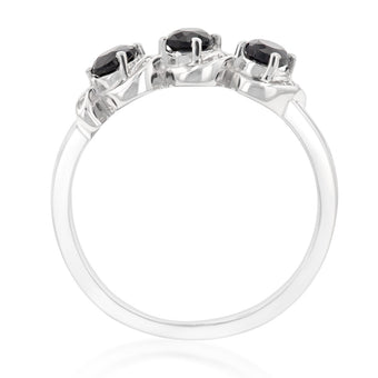 Sterling Silver 0.60ct Natural Sapphire Trilogy Ring