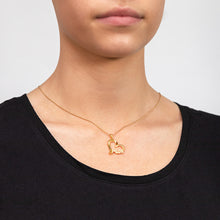 Load image into Gallery viewer, Gold Plated Sterling Silver Mum On Open Heart With Cubic Zirconia Pendant
