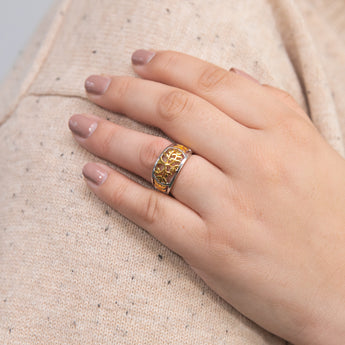 Gold Plated Sterling Silver Tree Of Life Band Ring