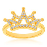 Gold Plated Sterling Silver Cubic Zirconia On Crown Ring