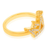 Gold Plated Sterling Silver Cubic Zirconia On Crown Ring