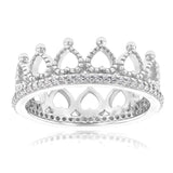 Sterling Silver Cubic Zirconia On Crown Ring