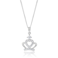 Load image into Gallery viewer, Sterling Silver Cubic Zirconia Small Crown Pendant