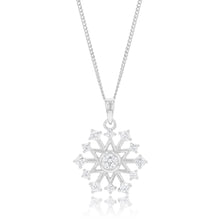 Load image into Gallery viewer, Sterling Silver Cubic Zirconia On Snowflake Pendant
