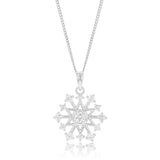 Sterling Silver Cubic Zirconia On Snowflake Pendant