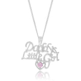 Sterling Silver "Daddys Little Grl" With Pink Stone Pendant