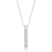 Load image into Gallery viewer, Sterling Silver Cubic Zirconia On Vertical Bar Pendant