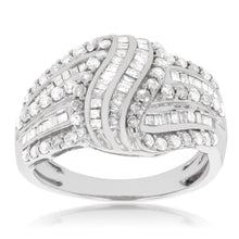 Load image into Gallery viewer, Sterling Silver 1.1 Carat Diamond Ring with Round Brilliant Cut Diamonds