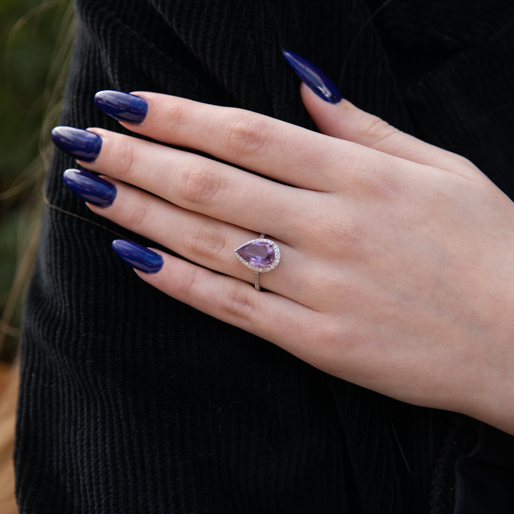 Amethyst pear ring deals