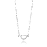Sterling Silver Open Heart Pendant On 45cm Fancy Chain