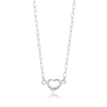Sterling Silver Open Heart Pendant On 45cm Fancy Chain