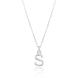 Sterling Silver Initial Letter "S" Pendant on 45cm Chain