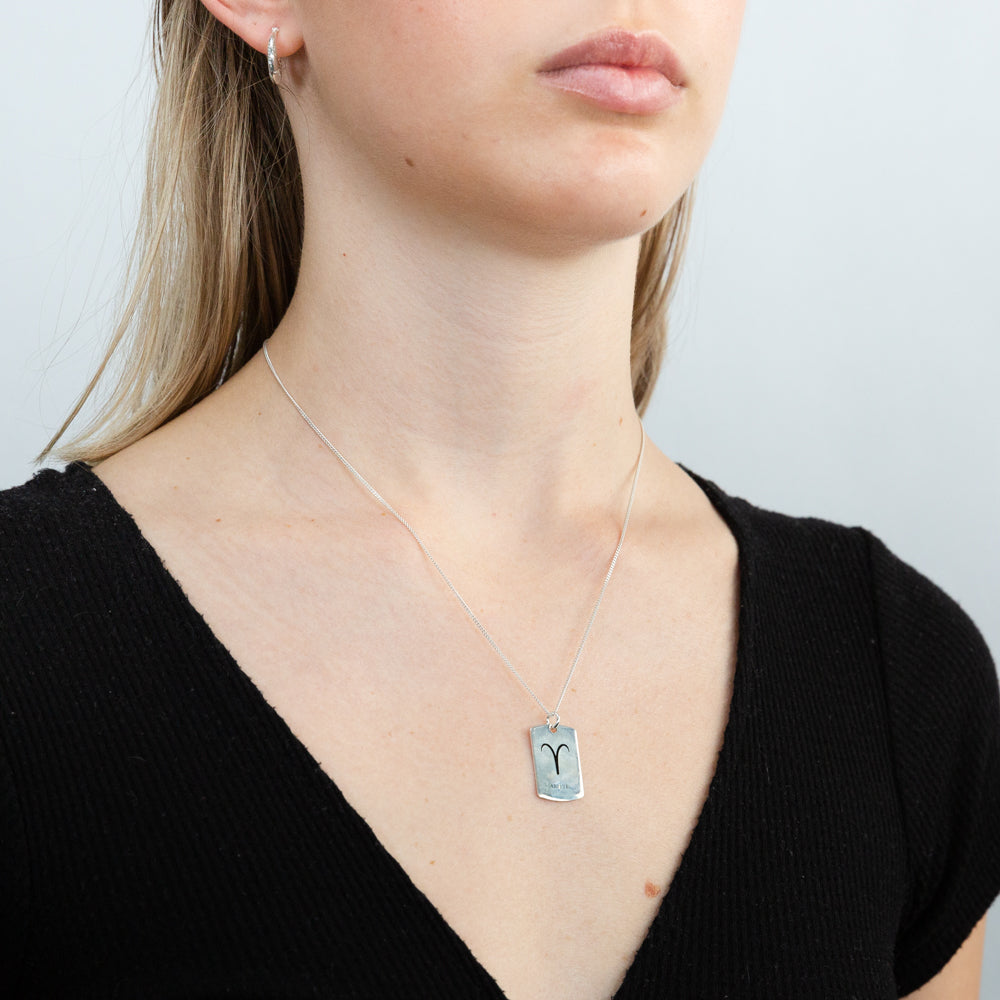 Zodiac sign necklace sterling silver discount