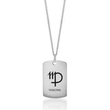 Sterling Silver Dog Tag With Virgo Zodiac/Star Sign Pendant