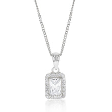 Load image into Gallery viewer, Sterling Silver Cubic Zirconia Square Halo Pendant