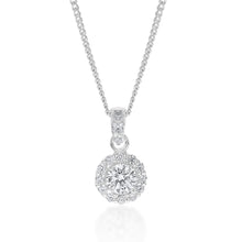 Load image into Gallery viewer, Sterling Silver Cubic Zirconia Round Halo Pendant