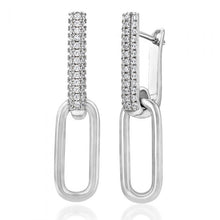 Load image into Gallery viewer, Sterling Silver Pave Link Cubic Zirconia Drop Earrings