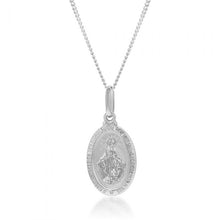 Load image into Gallery viewer, Sterling Silver Rhodium Plated Small Holy Mary Pendant