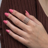 Sterling Silver Rhodium Plated White Cubic Zirconia Spiral Ring