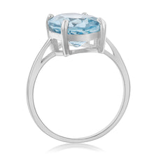 Load image into Gallery viewer, Sterling Silver Blue Topaz and Zirconia Oval Ring