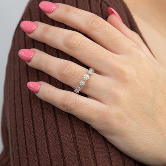 Sterling Silver Rhodium Plated White Cubic Zirconia Fancy Ring