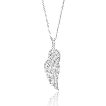 Sterling Silver Rhodium Plated Cubic Zirconia On Angel Wings Pendant On 40+5cm Chain