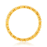 Sterling Silver Gold Plated Cubic Zirconia On Fancy Band Ring