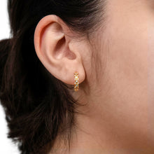 Load image into Gallery viewer, Sterling Silver Gold Plated Cubic Zirconia On Fancy Half hoop Earring