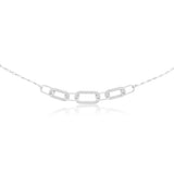 Sterling Silver Rhodium Plated White Cubic Zirconia On Links 40+5cm Chain