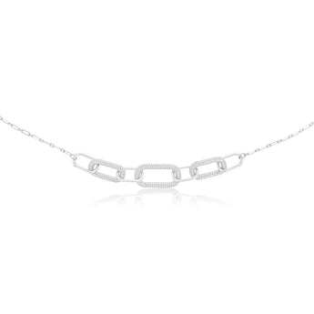 Sterling Silver Rhodium Plated White Cubic Zirconia On Links 40+5cm Chain