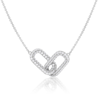 Sterling Silver Rhodium Plated Cubic Zirconia On Interconnecting Links 40+5cm Chain